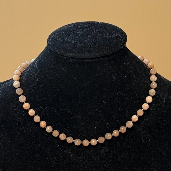 Peach Moonstone Choker, Genuine Gemstone Stackable Layering Necklace - Picture 4 of 11
